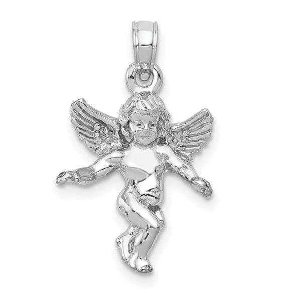 14k Yellow Gold 3D White Gold Polished Solid Angel Pendant,All Products : American Fashion Style Bags On Sale